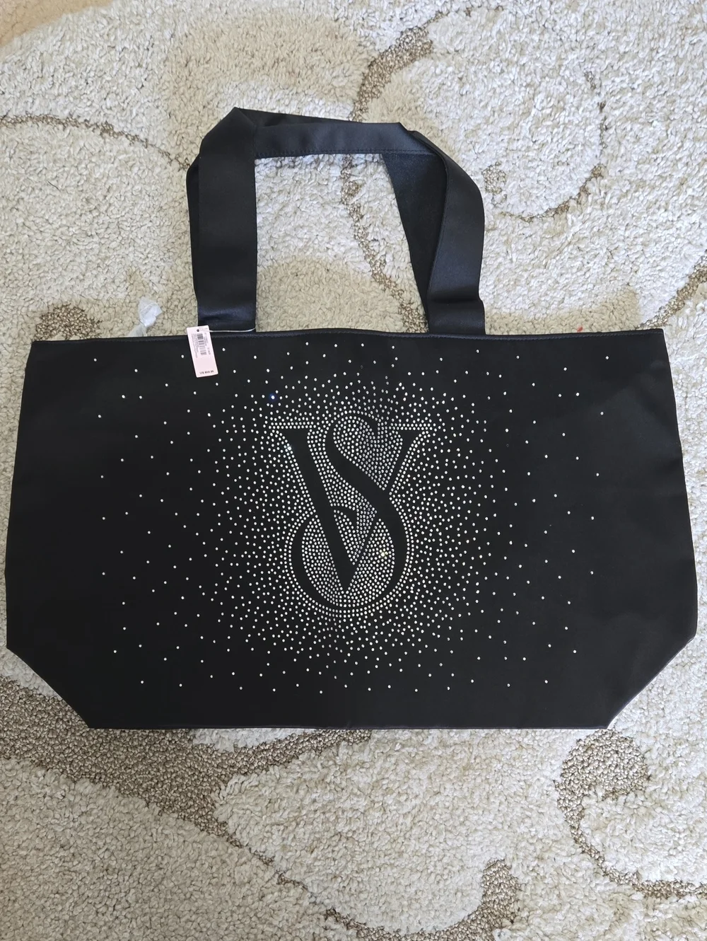 NWT Victoria's Secret Black Sparkly Tote/Weekender Bag